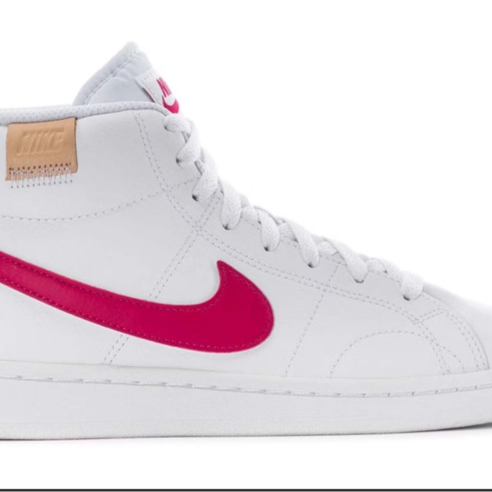 Nike White and Pink High-Top Sneakers